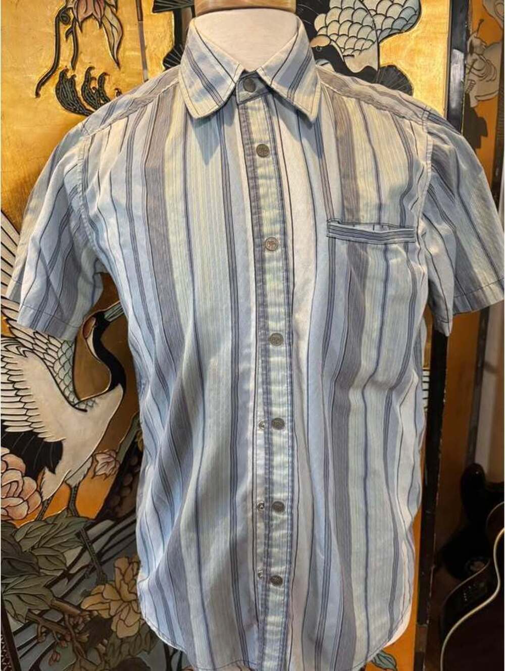 NOTW men's striped short sleeve button-up shirt, small
